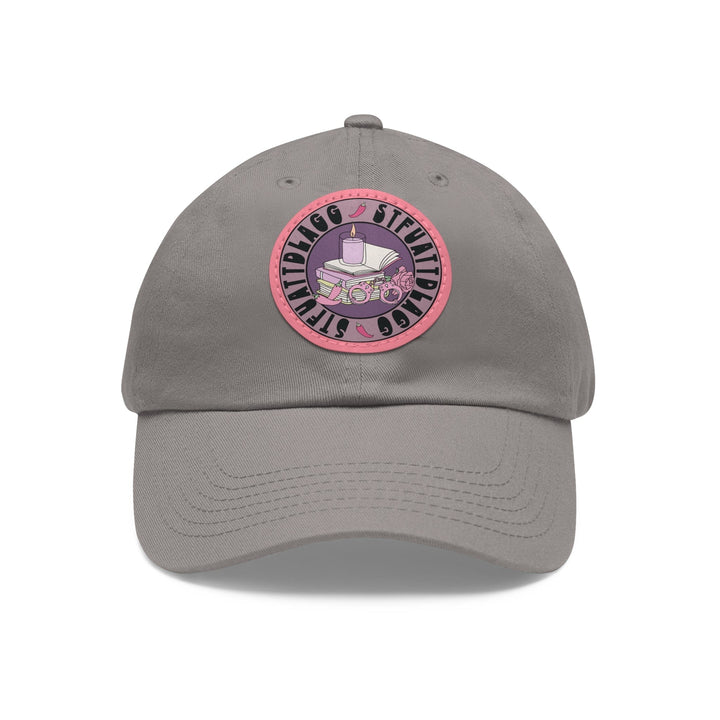 Slow Burn Publishing Hats Grey / Pink patch / Circle / One size STFUATTDLAGG - Hat with Leather Patch