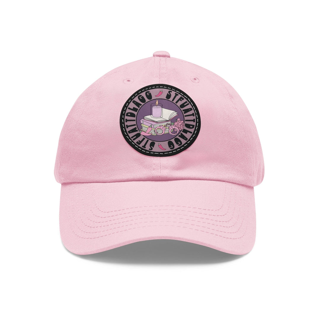 Slow Burn Publishing Hats Light Pink / Black patch / Circle / One size STFUATTDLAGG - Hat with Leather Patch