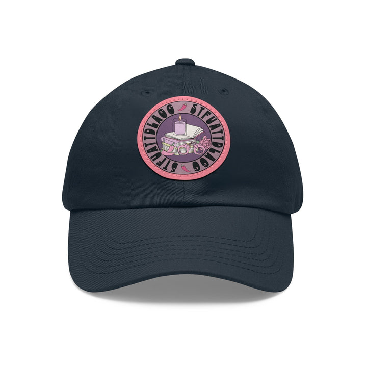 Slow Burn Publishing Hats Navy / Pink patch / Circle / One size STFUATTDLAGG - Hat with Leather Patch