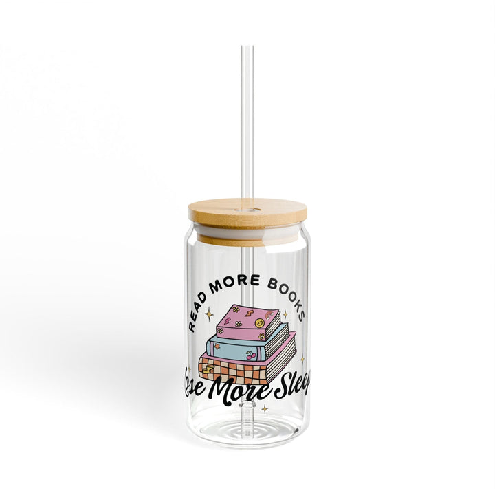 Slow Burn Publishing Mug With lid and straw / 16oz Read More Books Lose More Sleep - Sipper Glass, 16oz