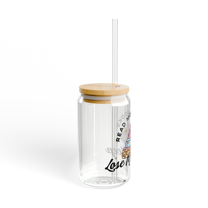 Slow Burn Publishing Mug With lid and straw / 16oz Read More Books Lose More Sleep - Sipper Glass, 16oz