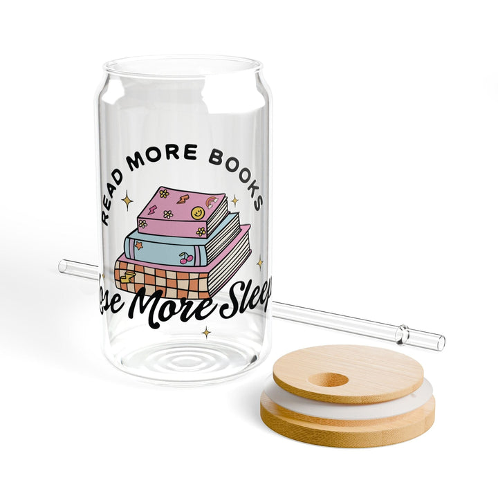 Slow Burn Publishing Mug With lid and straw / 16oz Read More Books Lose More Sleep - Sipper Glass, 16oz