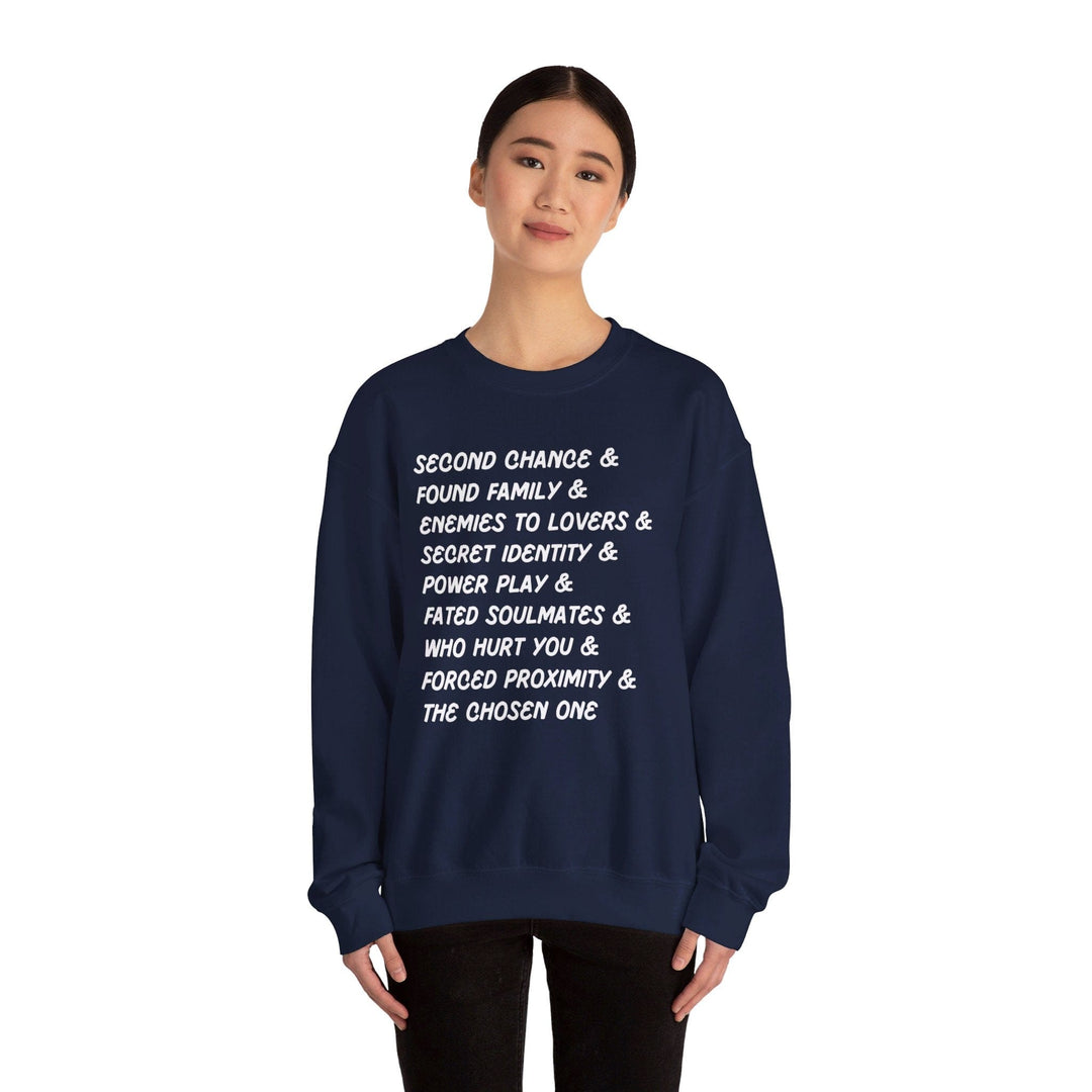 Slow Burn Publishing Sweatshirt Book Tropes List - Unisex Heavy Blend™ Crewneck Sweatshirt