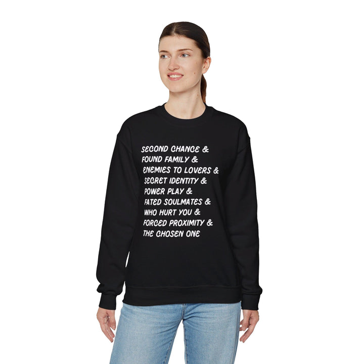 Slow Burn Publishing Sweatshirt Book Tropes List - Unisex Heavy Blend™ Crewneck Sweatshirt