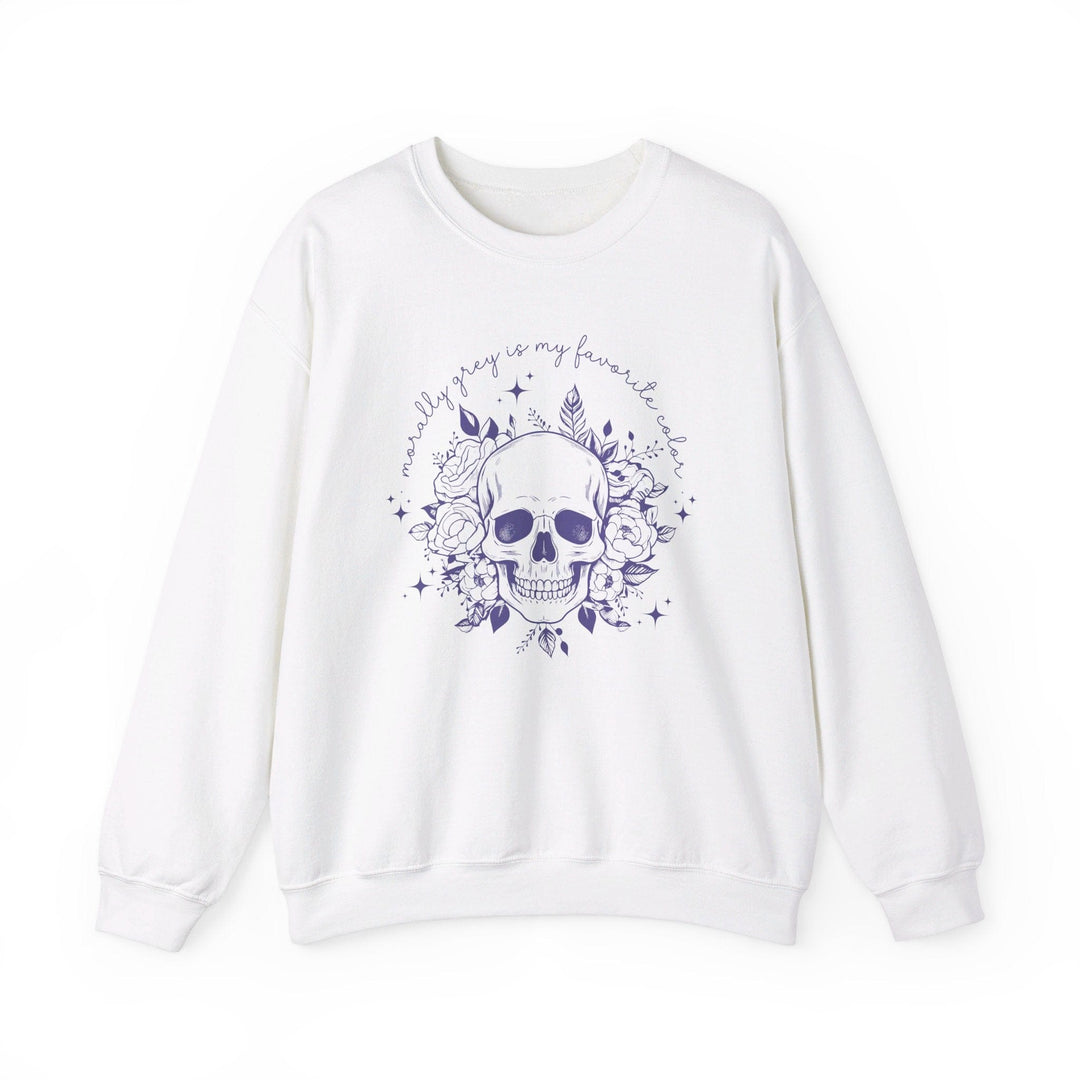 Slow Burn Publishing Sweatshirt White / S Morally Grey Skull - Unisex Heavy Blend™ Crewneck Sweatshirt