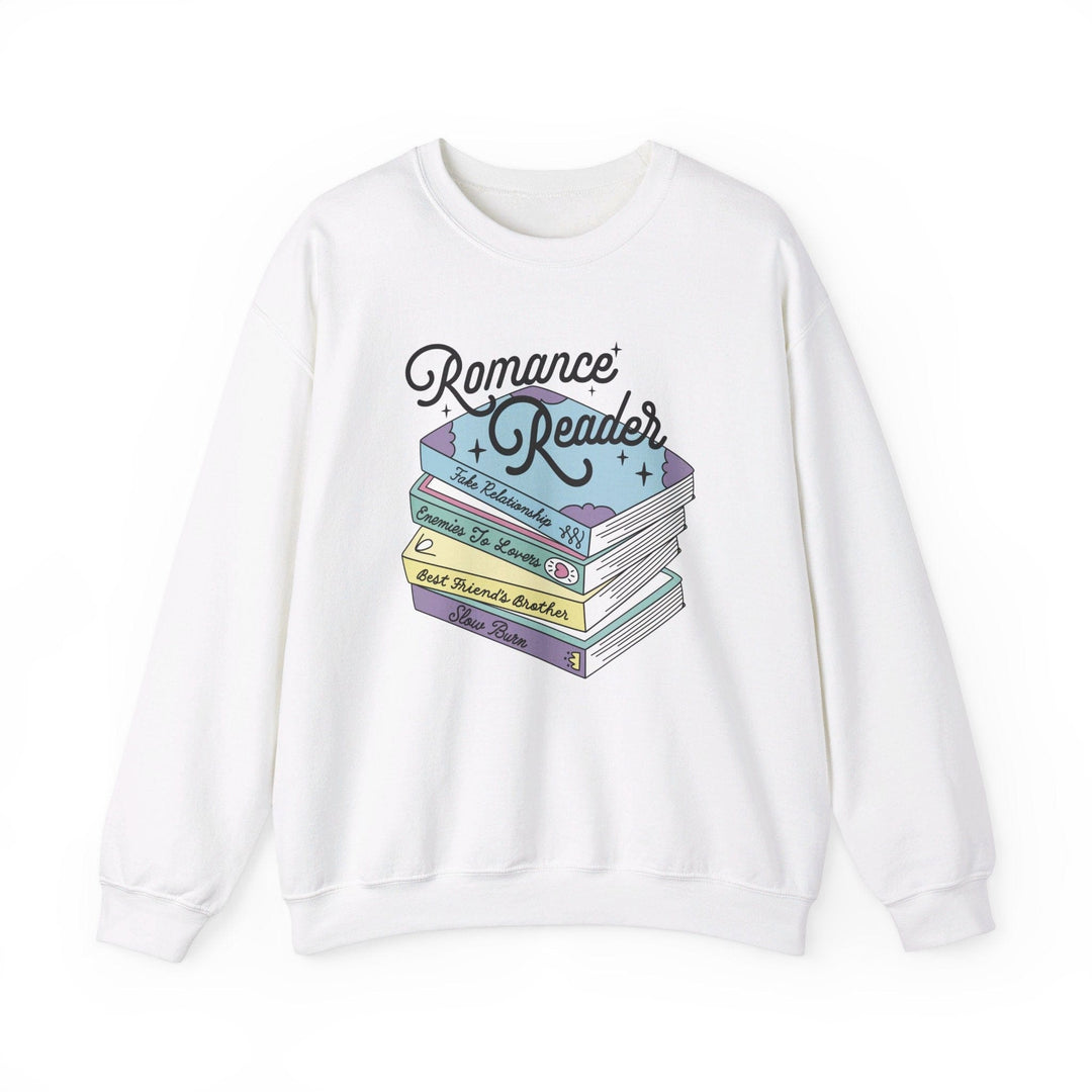 Slow Burn Publishing Sweatshirt White / S Romance Reader - Unisex Heavy Blend™ Crewneck Sweatshirt