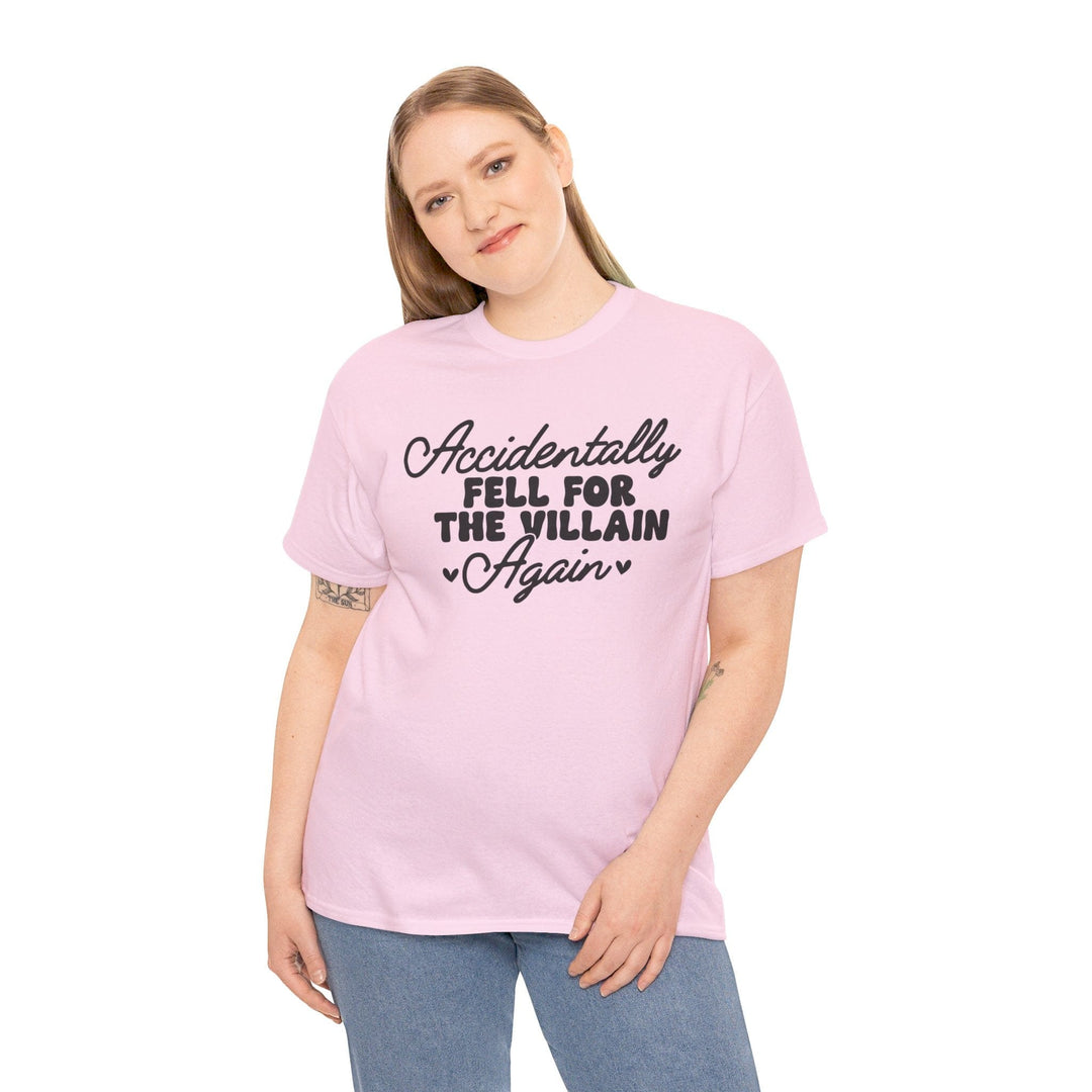 Slow Burn Publishing T-Shirt Accidentally Fell For the Villain Again - Unisex Heavy Cotton Tee