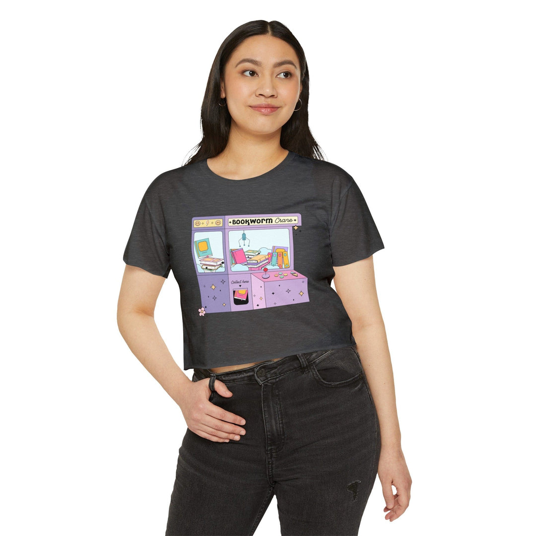 Slow Burn Publishing T-Shirt Bookworm Crane - Women's Festival Crop Top