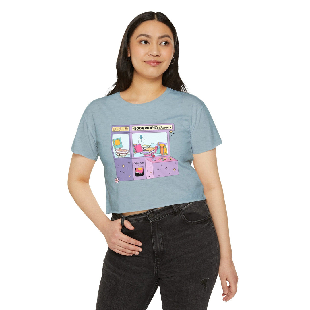 Slow Burn Publishing T-Shirt Bookworm Crane - Women's Festival Crop Top