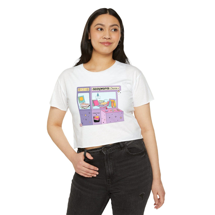 Slow Burn Publishing T-Shirt Bookworm Crane - Women's Festival Crop Top