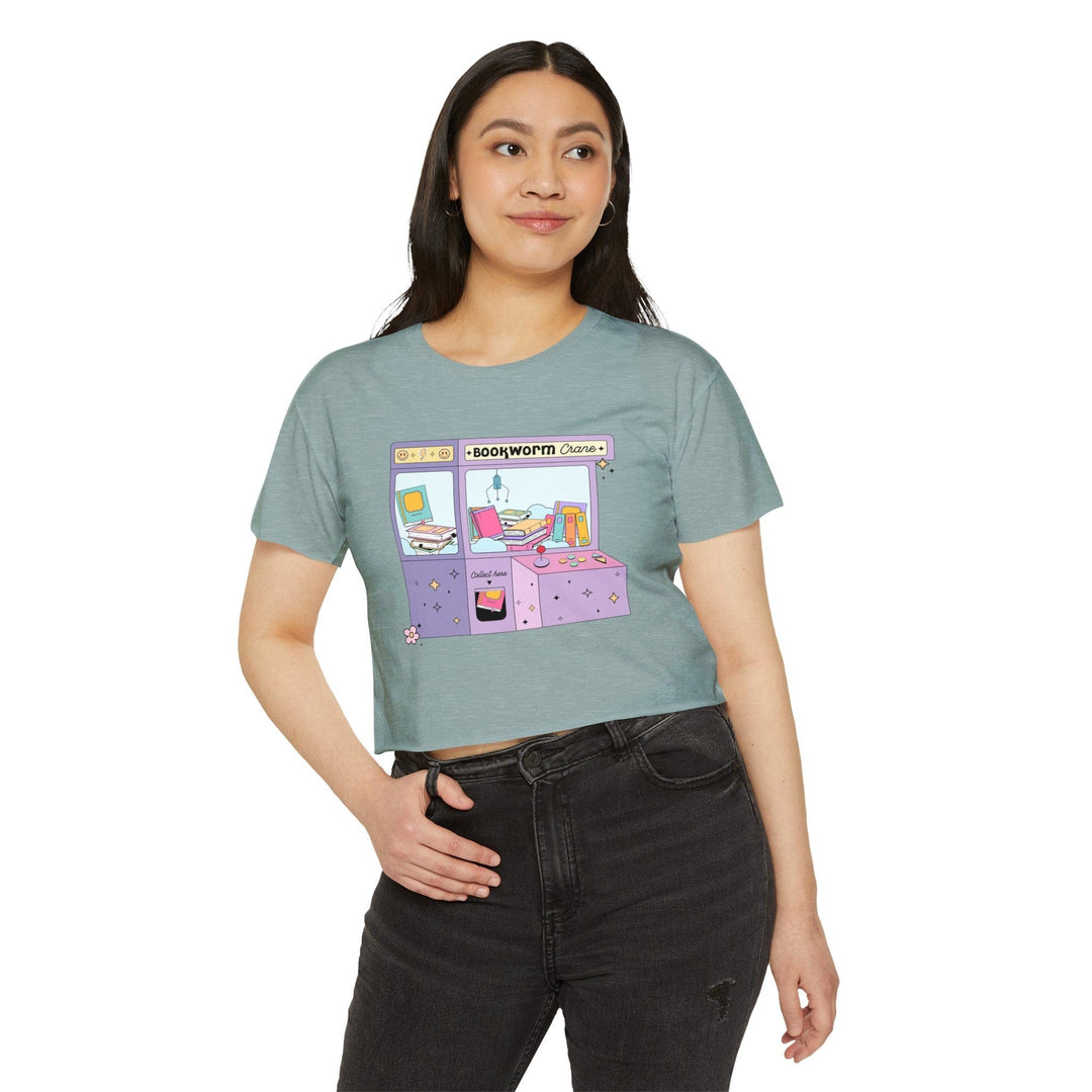 Slow Burn Publishing T-Shirt Bookworm Crane - Women's Festival Crop Top