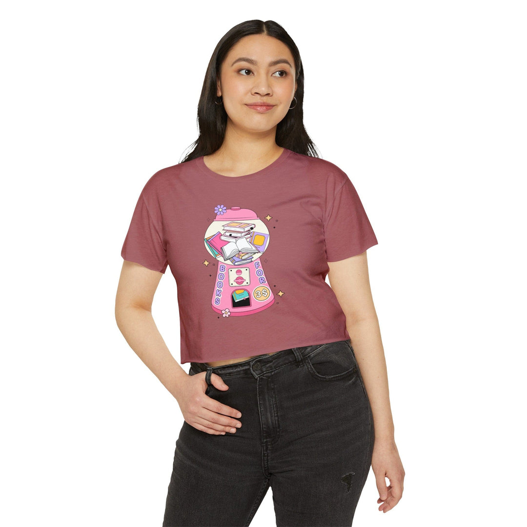 Slow Burn Publishing T-Shirt Bubble Gum Book Design - Women's Festival Crop Top