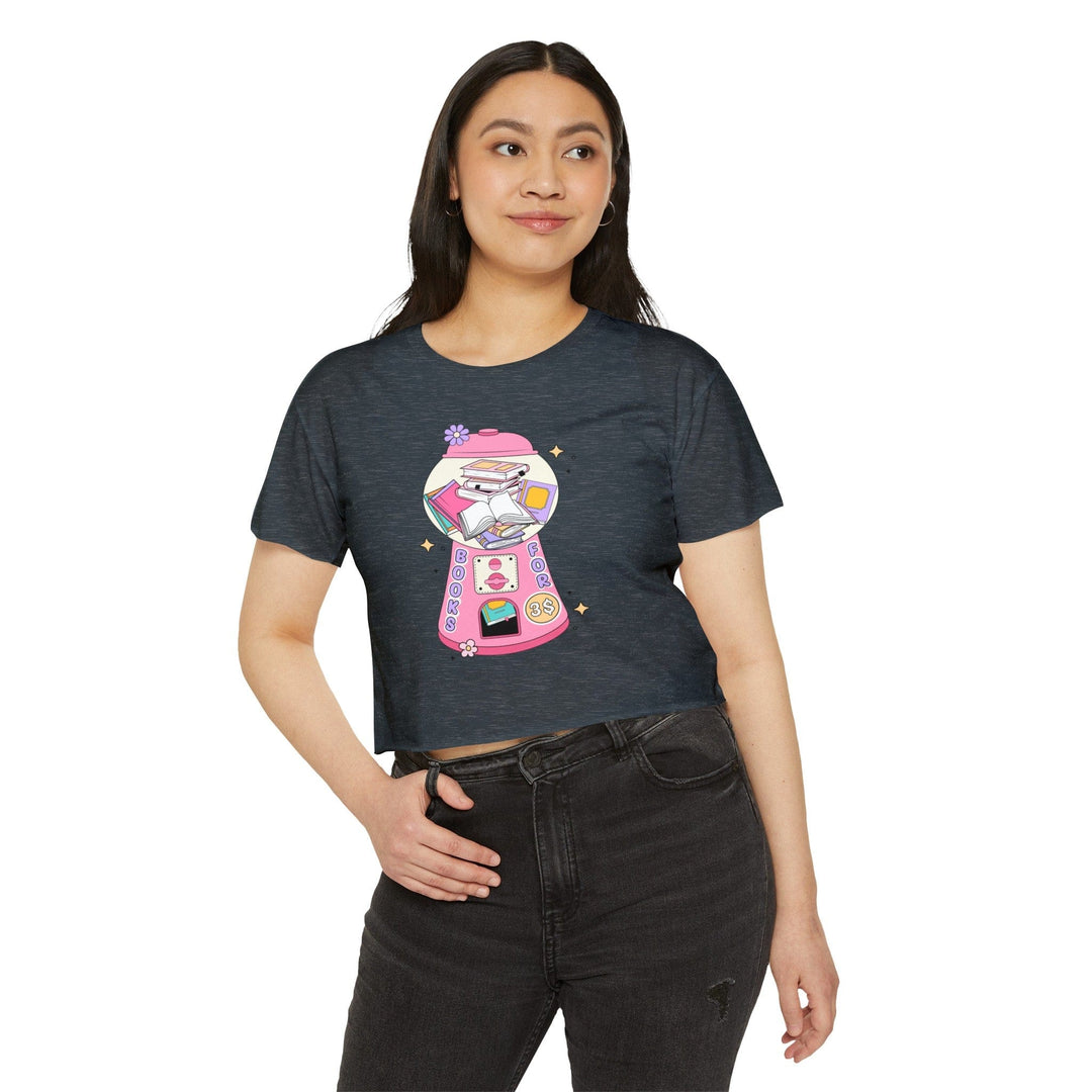 Slow Burn Publishing T-Shirt Bubble Gum Book Design - Women's Festival Crop Top