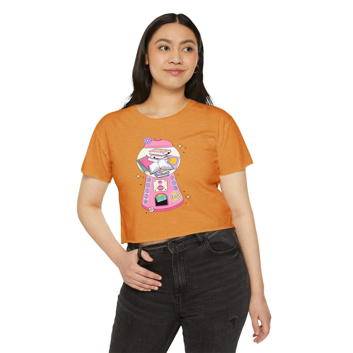 Slow Burn Publishing T-Shirt Bubble Gum Book Design - Women's Festival Crop Top