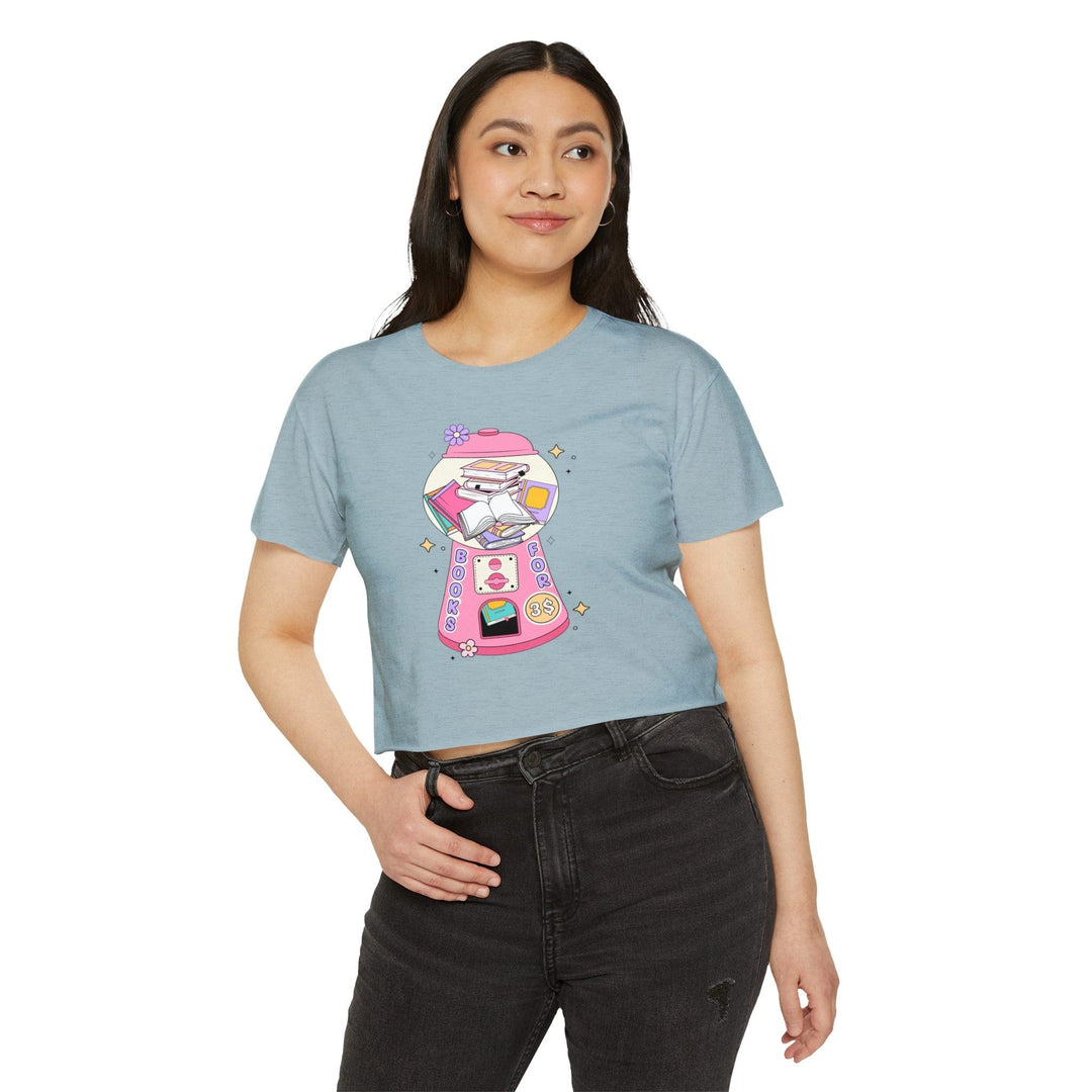 Slow Burn Publishing T-Shirt Bubble Gum Book Design - Women's Festival Crop Top