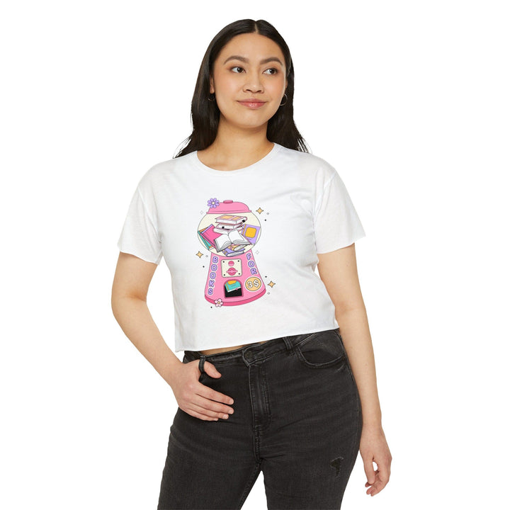 Slow Burn Publishing T-Shirt Bubble Gum Book Design - Women's Festival Crop Top