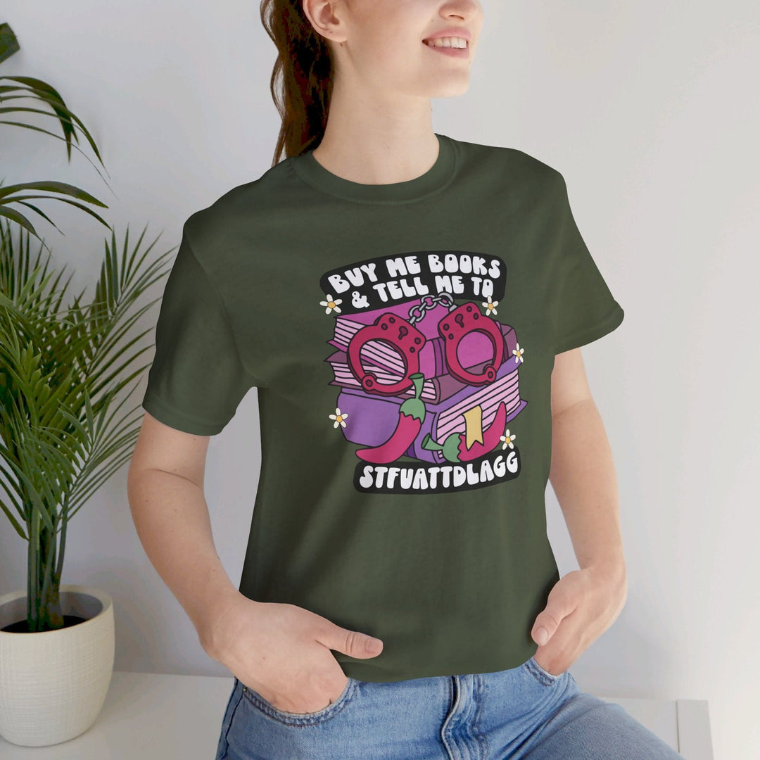 Slow Burn Publishing T-Shirt Buy Me Books and Tell Me to Design 2 - Unisex Jersey Short Sleeve Tee