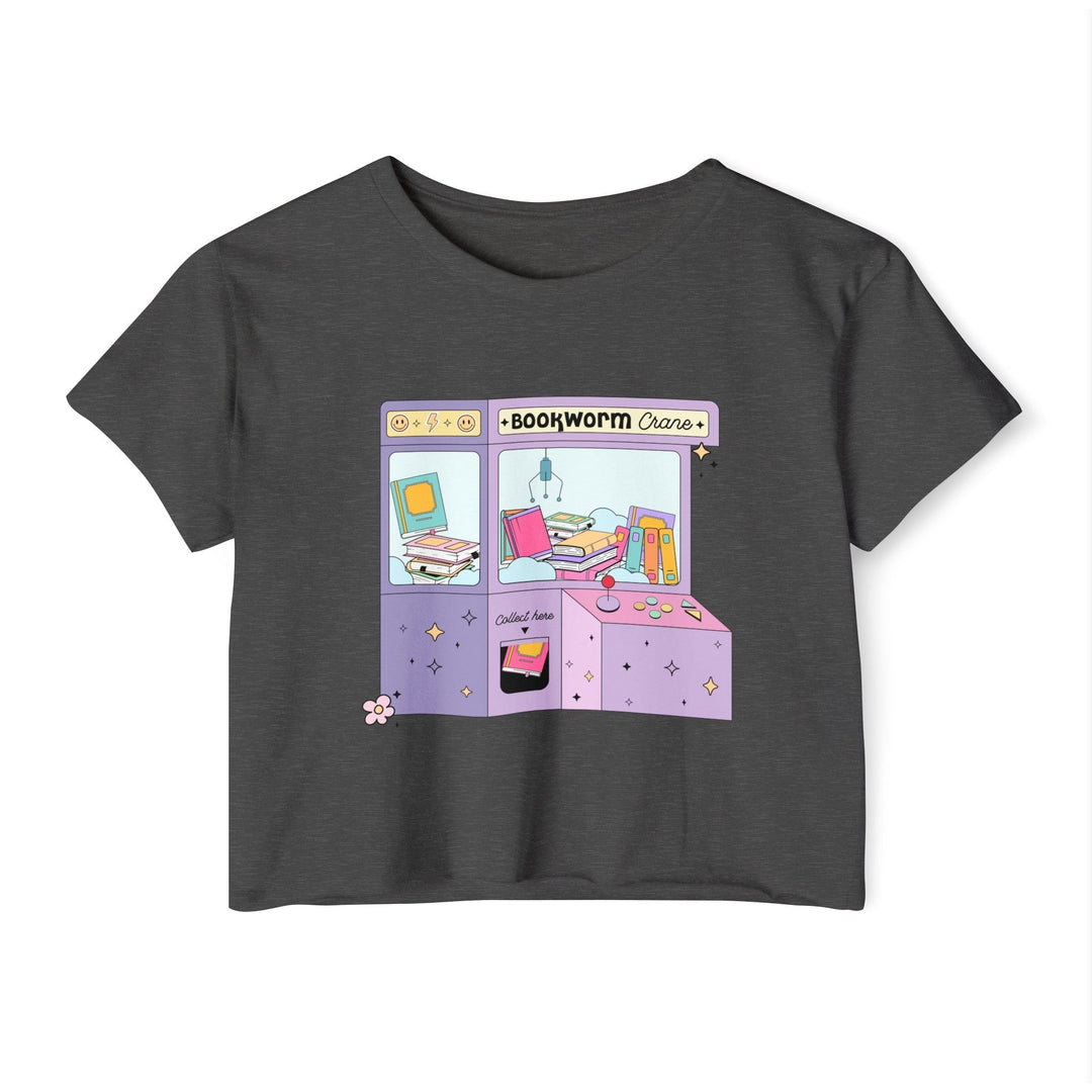 Slow Burn Publishing T-Shirt Charcoal / XS Bookworm Crane - Women's Festival Crop Top