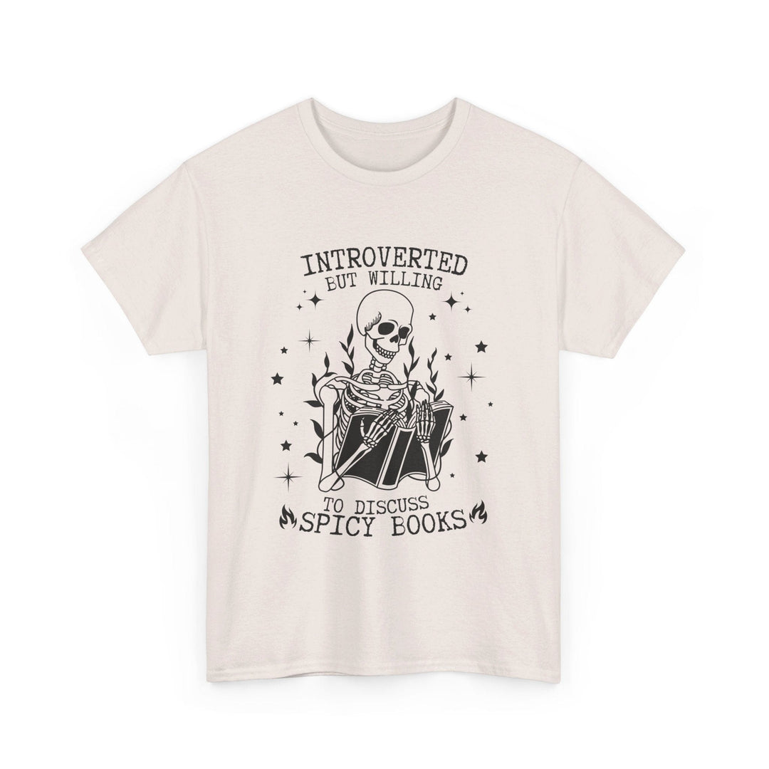 Slow Burn Publishing T-Shirt Ice Grey / S Introverted but willing to discuss spicy books - Unisex Heavy Cotton Tee