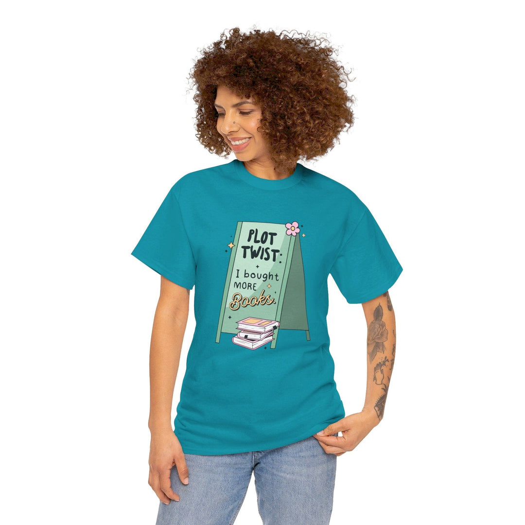 Printify T-Shirt Plot Twist: I bought more books - Unisex Heavy Cotton Tee