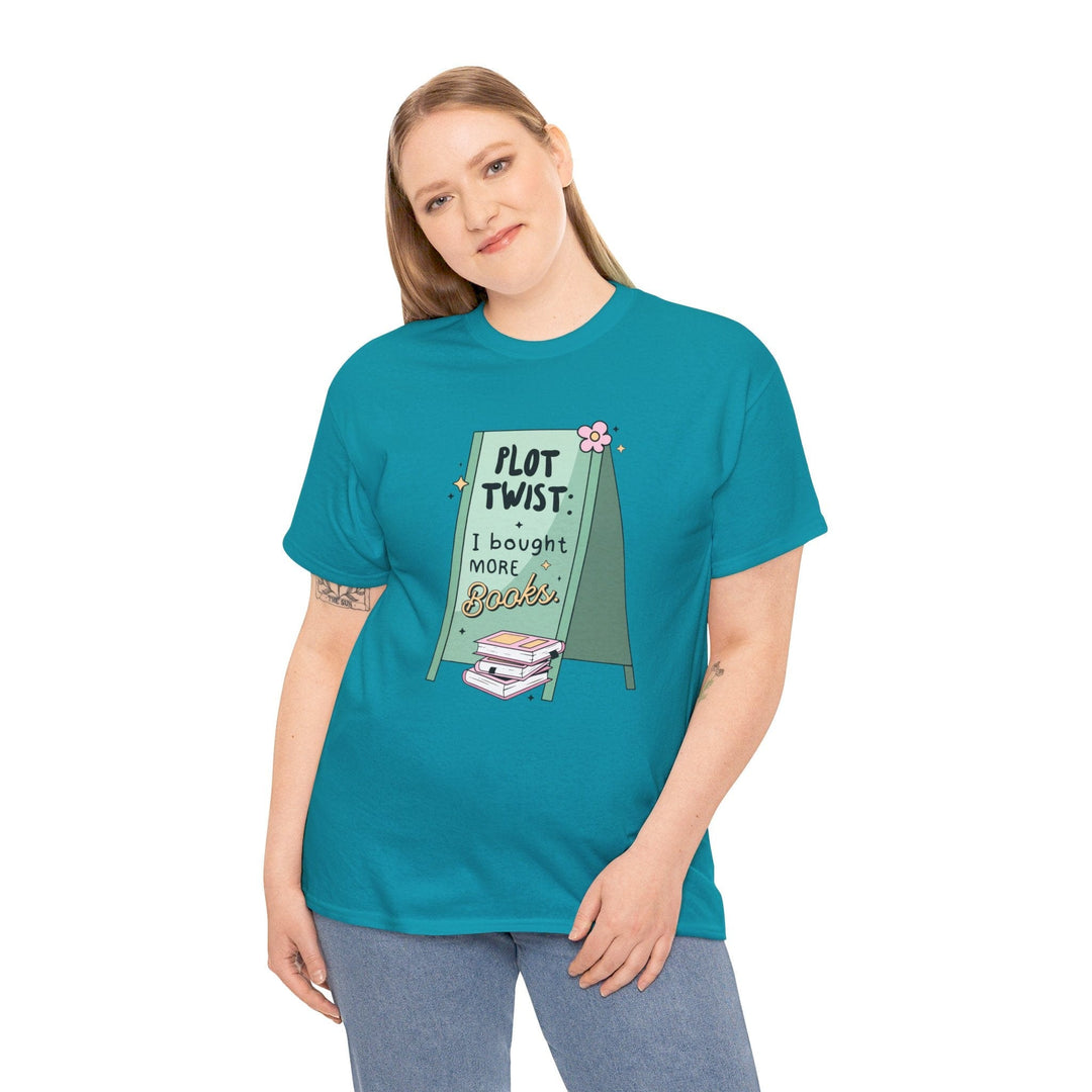 Printify T-Shirt Plot Twist: I bought more books - Unisex Heavy Cotton Tee