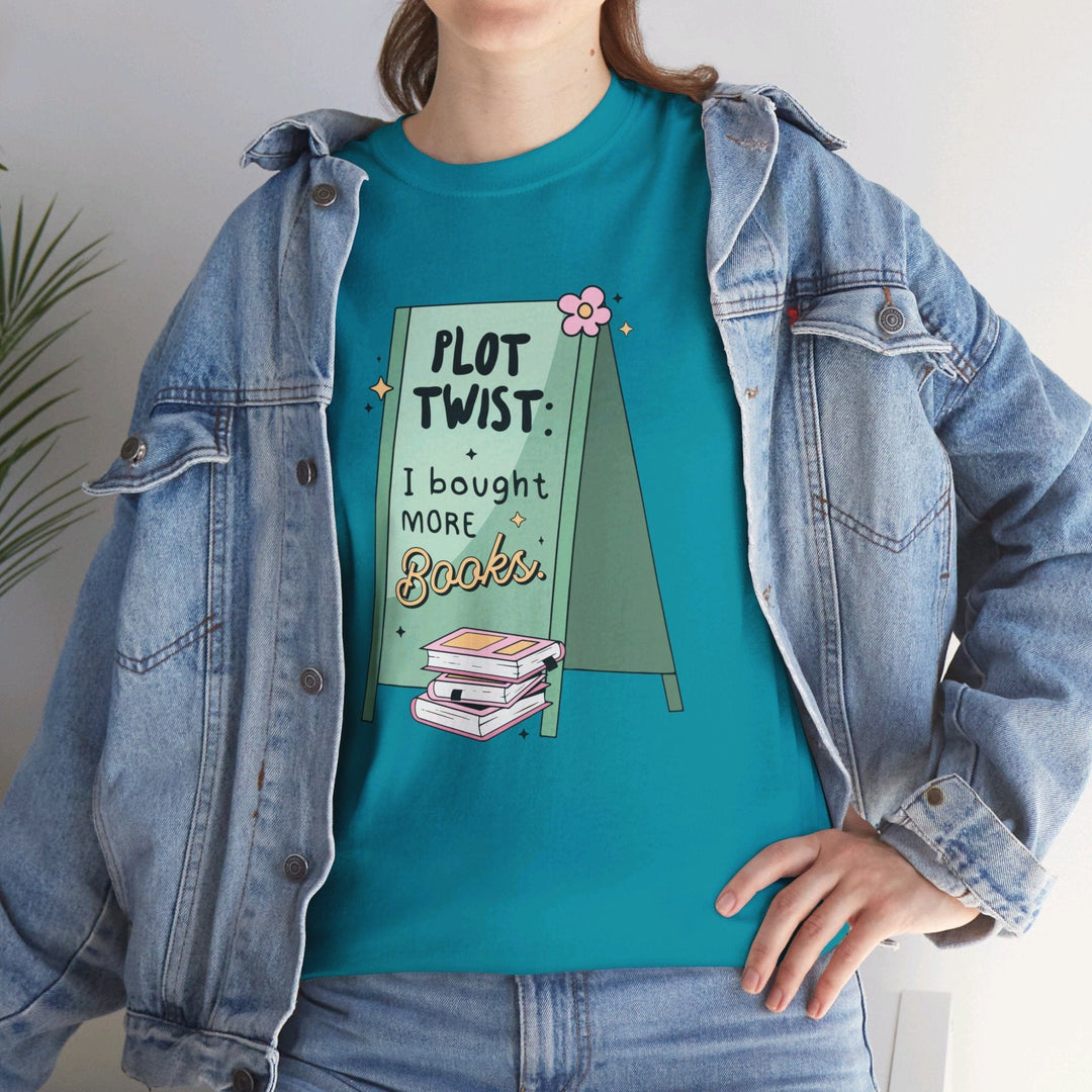 Printify T-Shirt Plot Twist: I bought more books - Unisex Heavy Cotton Tee