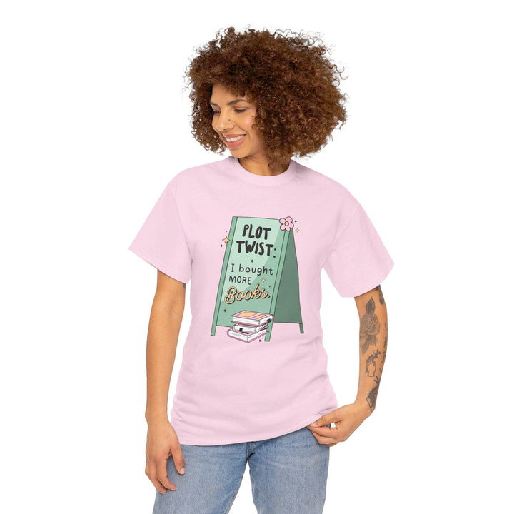 Printify T-Shirt Plot Twist: I bought more books - Unisex Heavy Cotton Tee