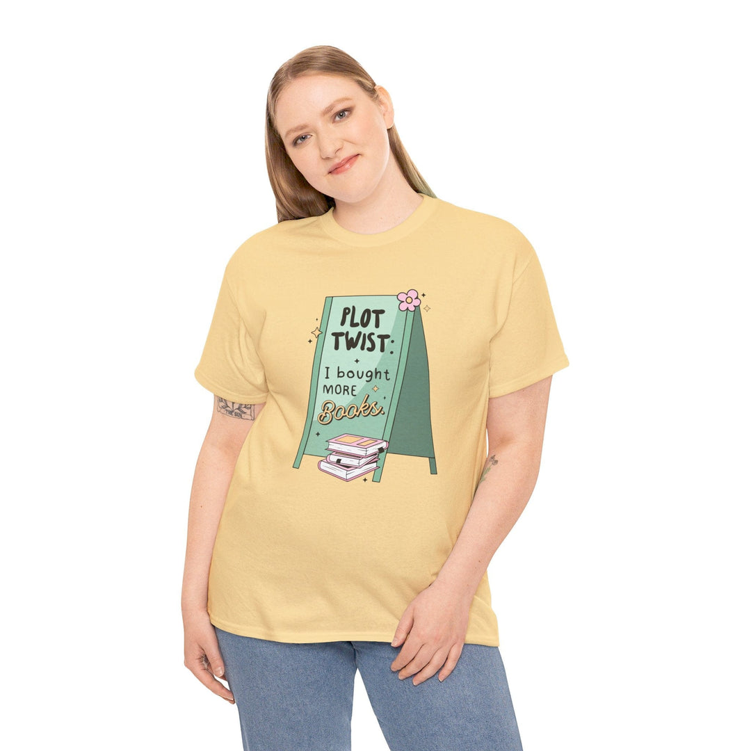 Printify T-Shirt Plot Twist: I bought more books - Unisex Heavy Cotton Tee