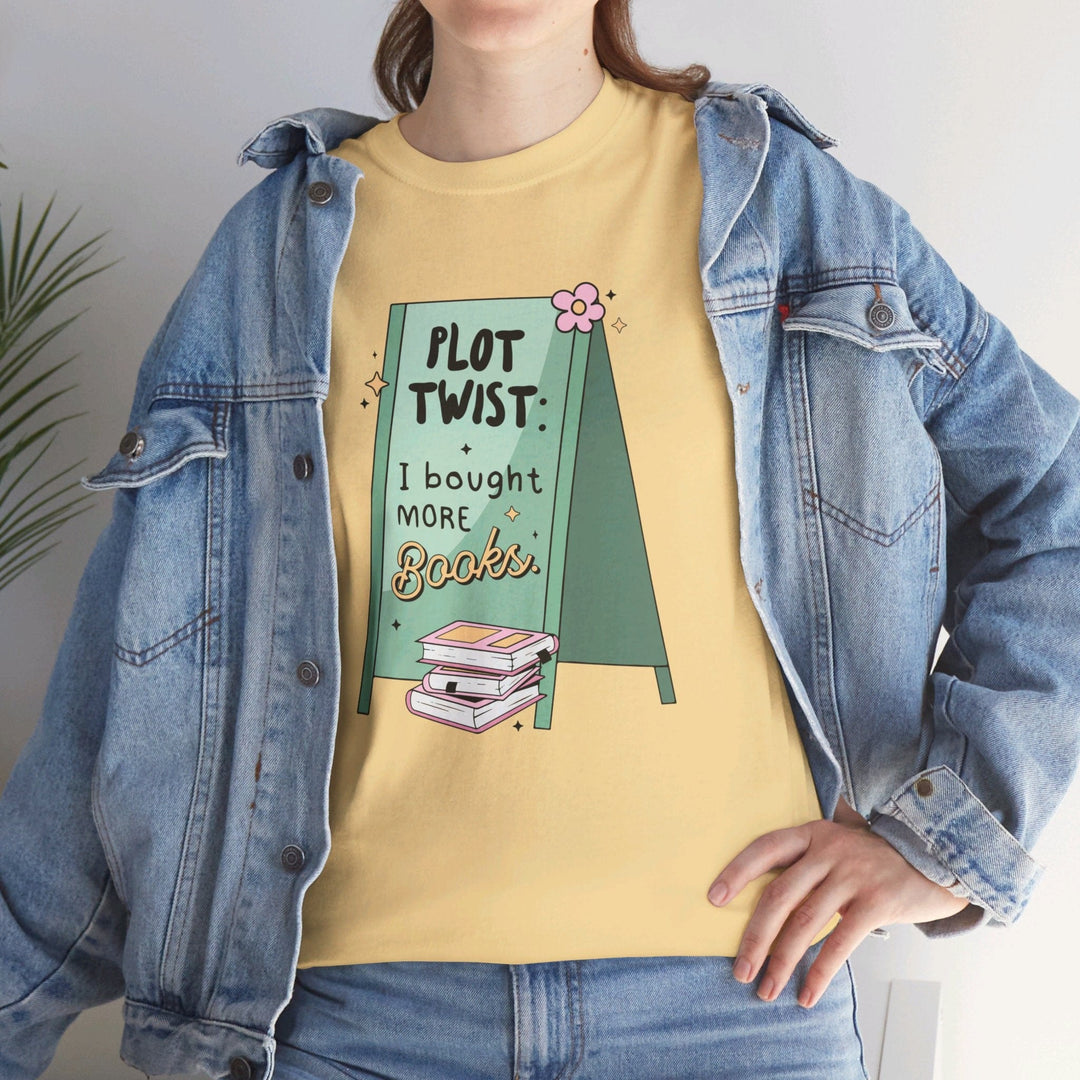 Printify T-Shirt Plot Twist: I bought more books - Unisex Heavy Cotton Tee