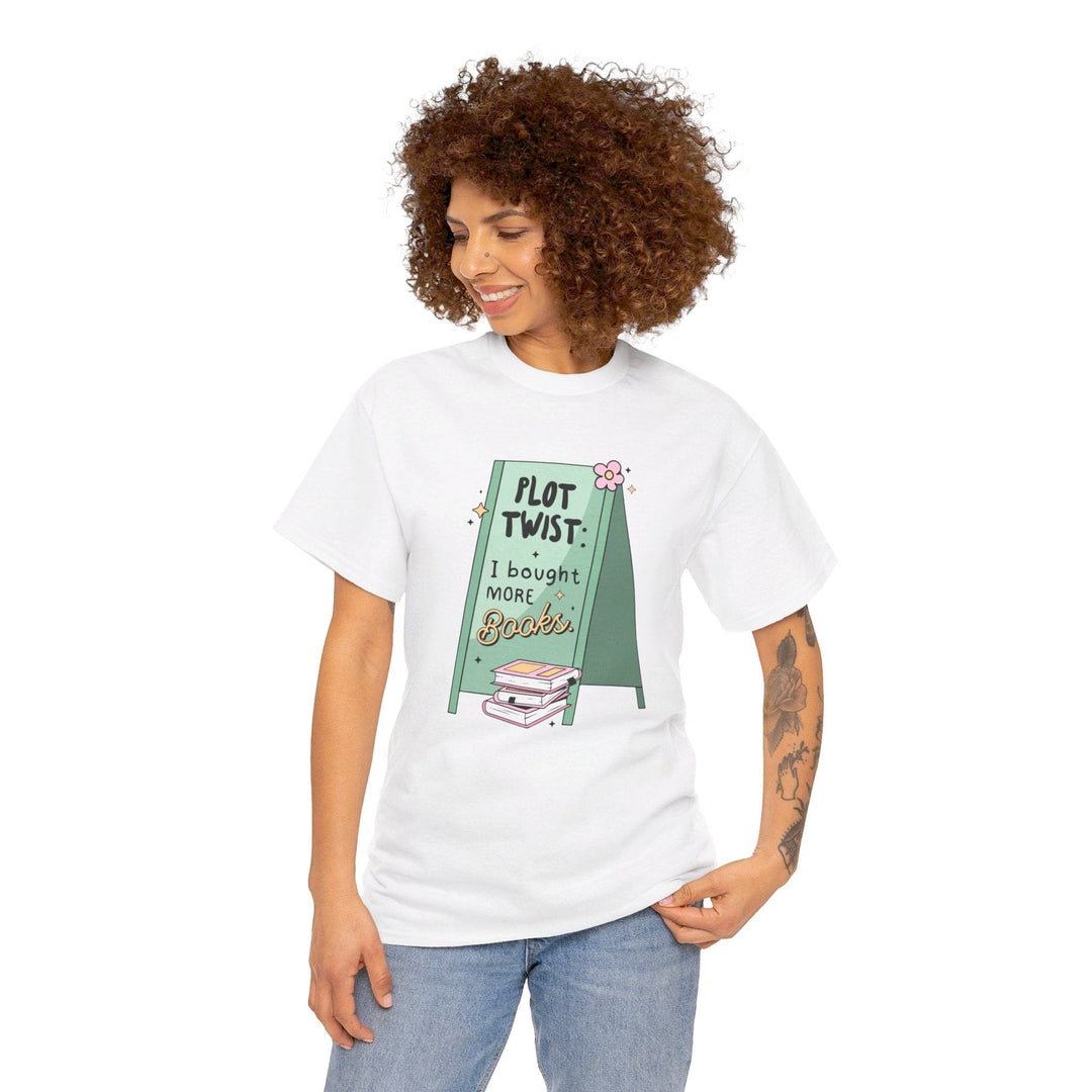 Printify T-Shirt Plot Twist: I bought more books - Unisex Heavy Cotton Tee