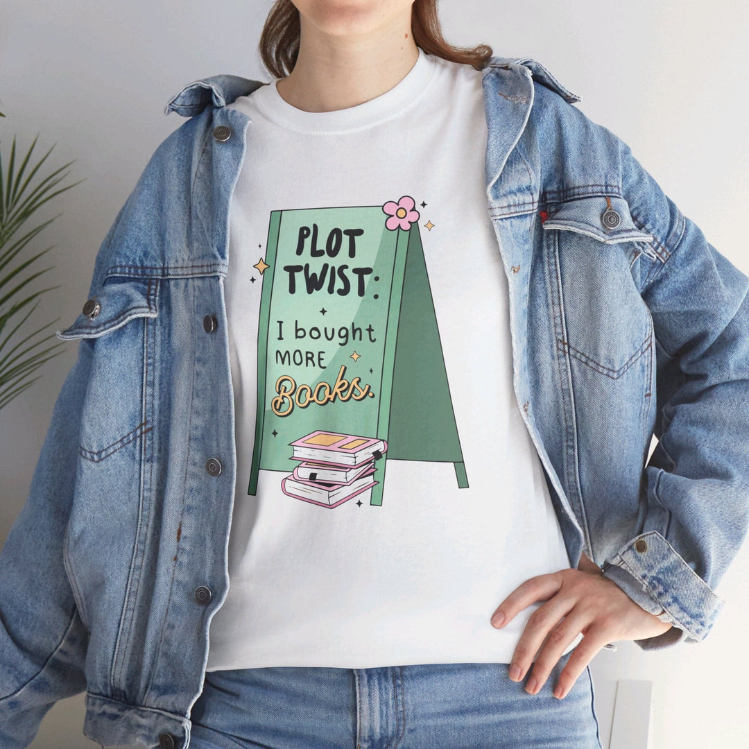 Printify T-Shirt Plot Twist: I bought more books - Unisex Heavy Cotton Tee