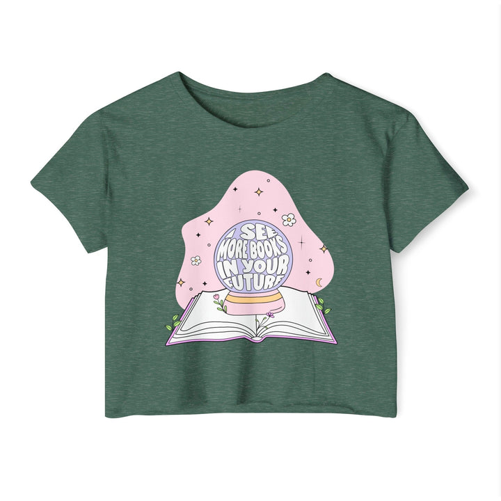 Slow Burn Publishing T-Shirt Royal Pine / XS I see more books in your future - Women's Festival Crop Top