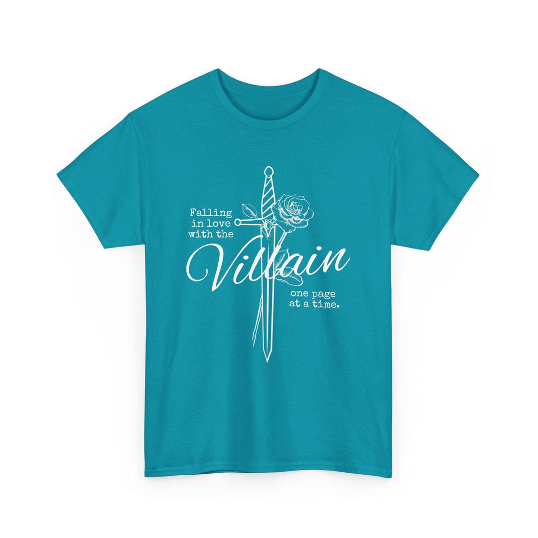 Slow Burn Publishing T-Shirt Tropical Blue / S Falling in Love with the Villain - Unisex Heavy Cotton Tee