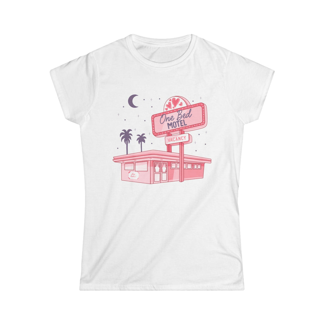 Slow Burn Publishing T-Shirt White / S One Bed Motel - Women's Softstyle Tee