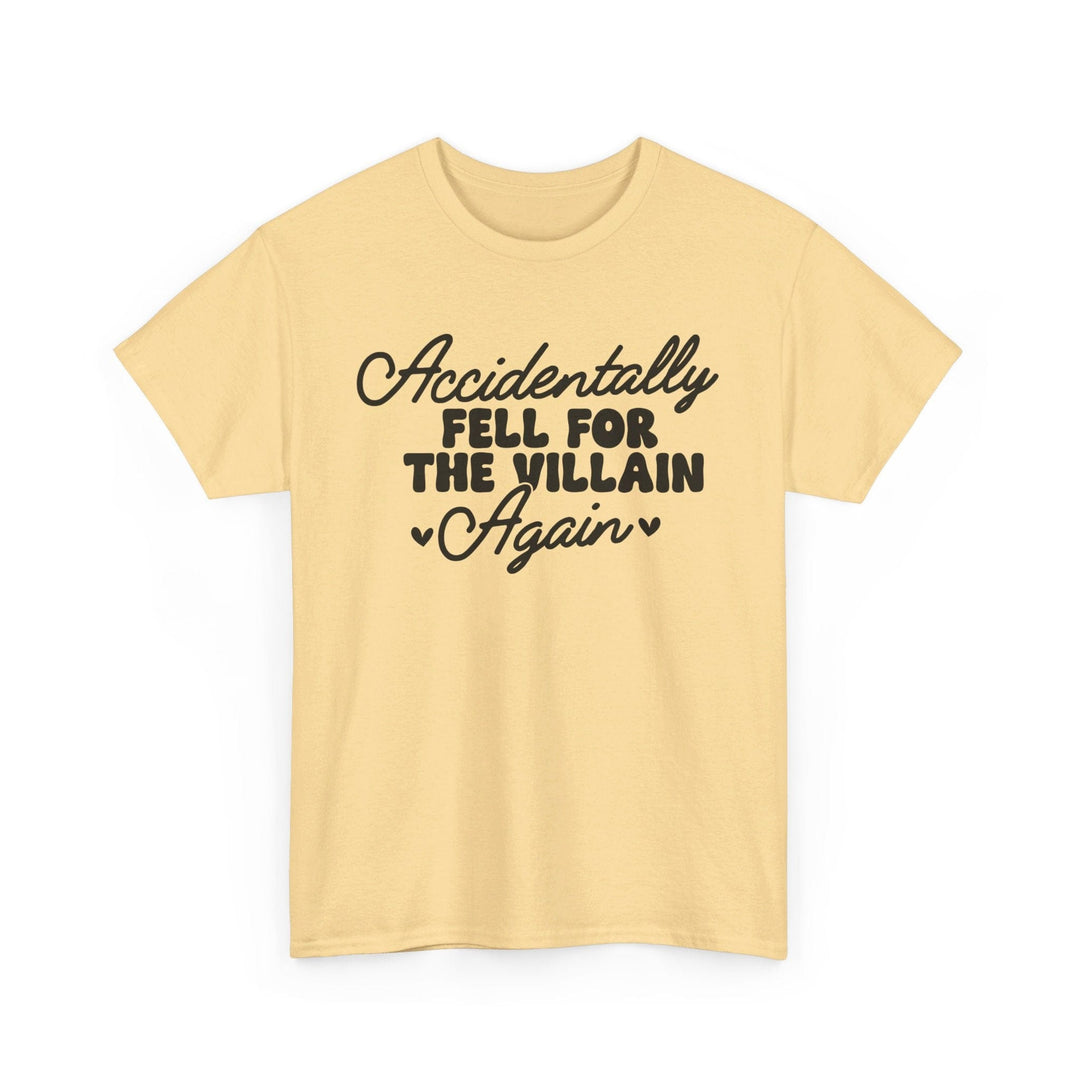 Slow Burn Publishing T-Shirt Yellow Haze / S Accidentally Fell For the Villain Again - Unisex Heavy Cotton Tee