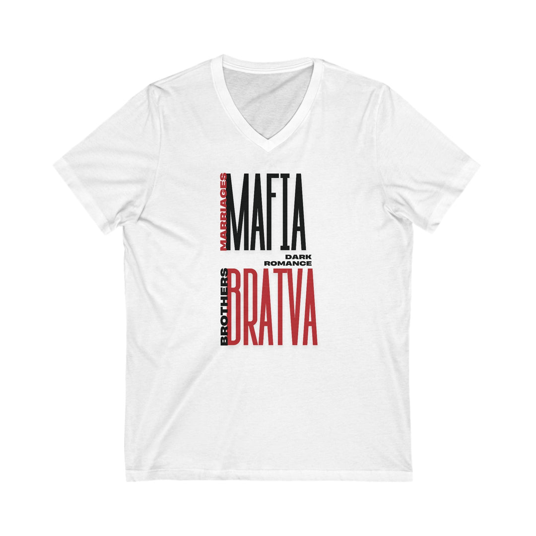 Slow Burn Publishing V-neck S / White Mafia & Bratva Dark Romance Series - Unisex Jersey Short Sleeve V-Neck Tee